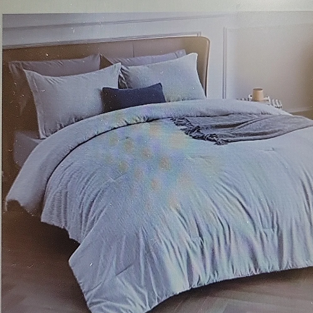 BEDSURE Queen 3pc comforter set Gray Cationic Dyed All Season 88X88